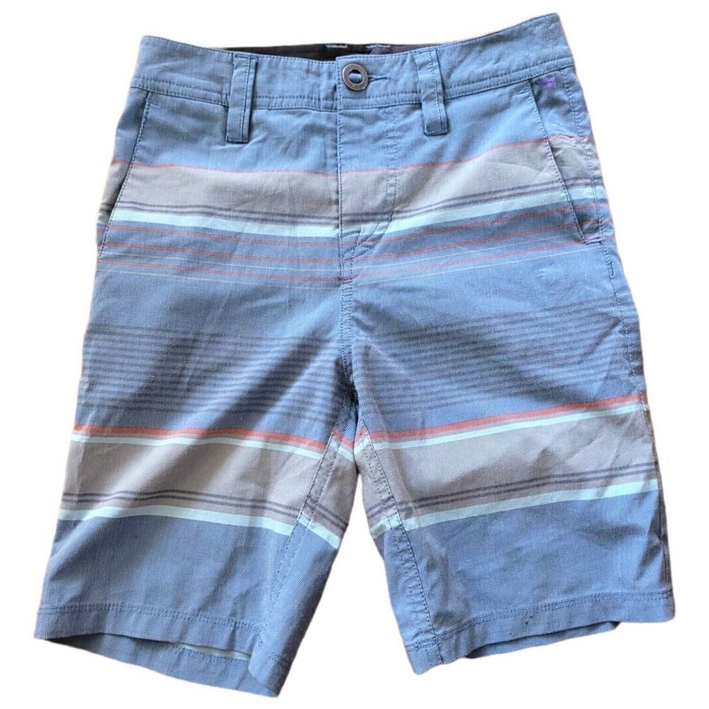 Volcom Surf & Turf 4 Way Stretch Blue Stripe Mix Hybrid True To This Boardshort